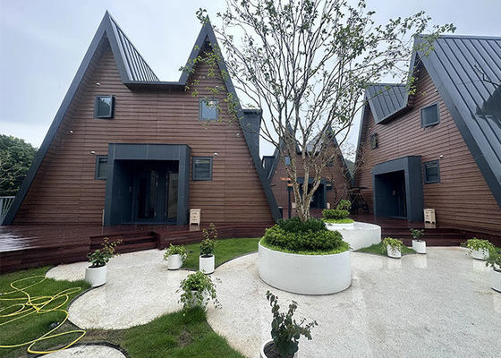 キャンプ用軽量鉄骨フレーム製造住宅キット付きプレハブAフレームハウス