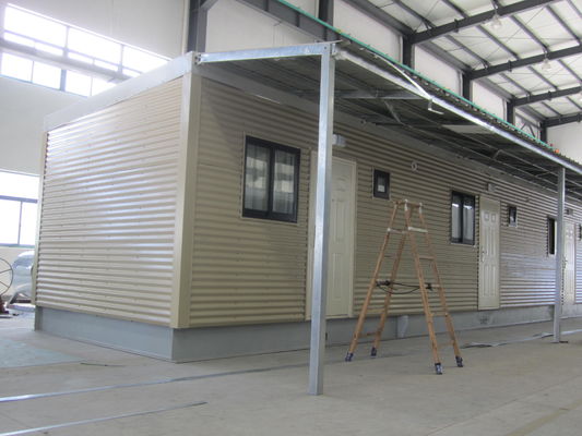 軽い鋼鉄は十分に終了する寝台のプレハブの家の黄色い現代的なモジュラー・ホームを飾った