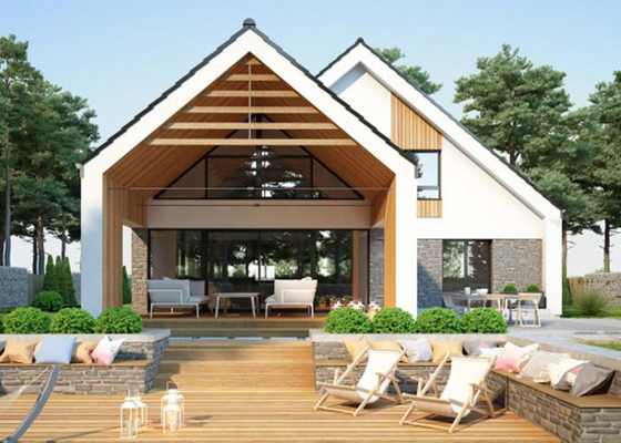モダンデザインの高級軽量鉄骨プレハブ住宅別荘スチールハウスキット